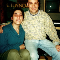 Com a cantora Mônica Salmaso. Gravação do CD Tatanka. (2000)